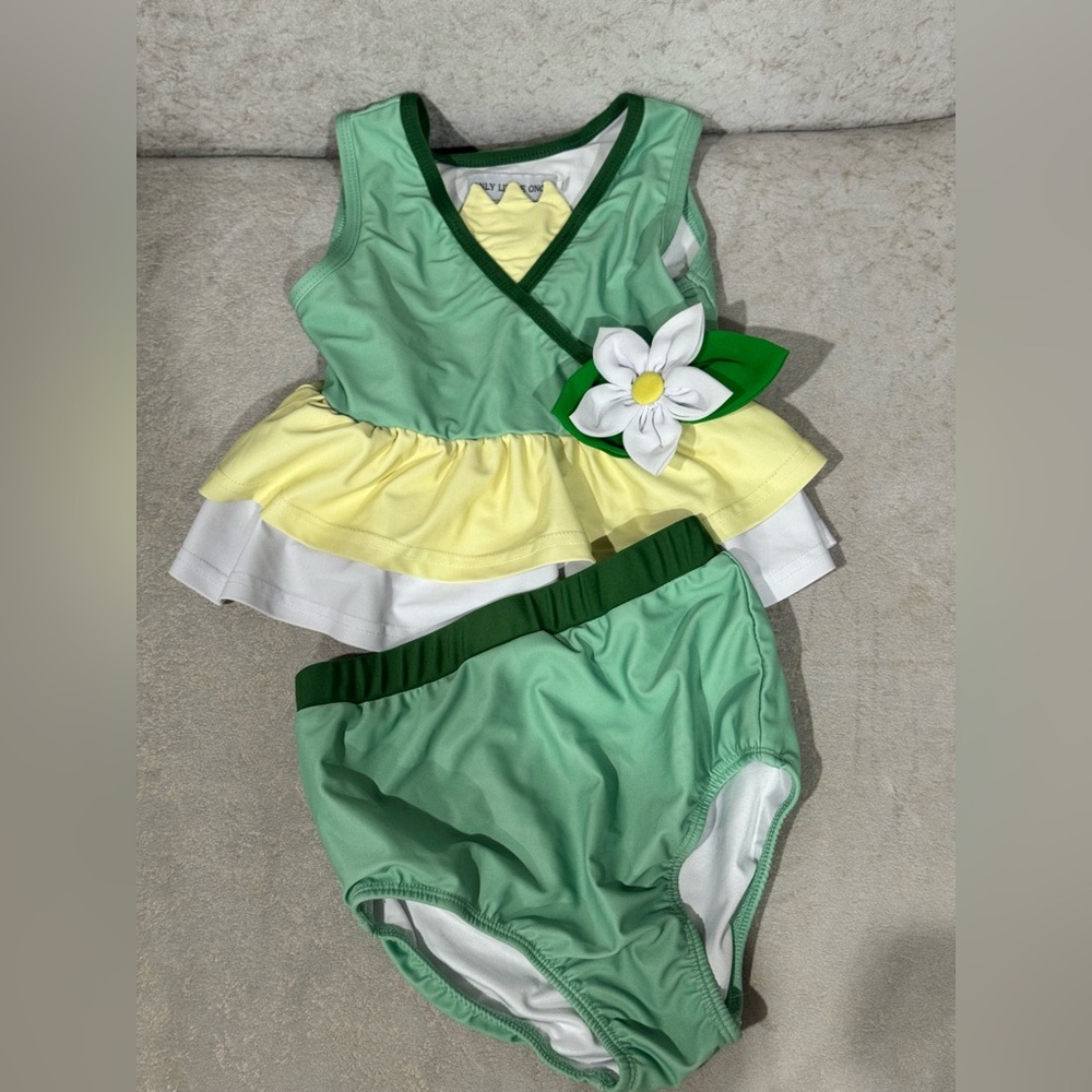 ONLY LITTLE ONCE PRINCESS AND THE FROG TIANA TWO PIECE SWIMWEAR NWOT